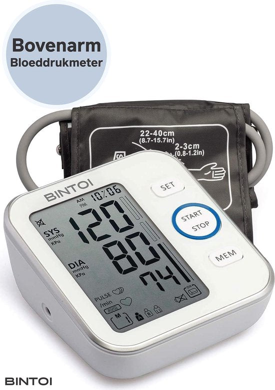5419980160423 - Bintoi® BX200 - Oberarm-Blutdruckmessgerät - Herzfrequenzmessgerät - Inkl Aufbewahrungstasche und Batterien - 2 Benutzer