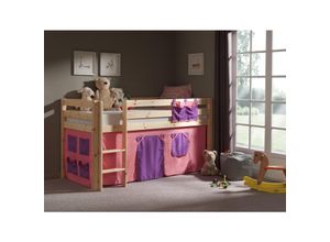 5420070212267 - Spielbett Kinderzimmer mit Textil Set Bella PINOO-12 incl Leiter in Kiefer massiv natur lackiert b h t ca 210 114 106 cm - braun