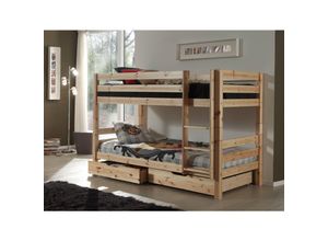 5420070212762 - Lomadox - Kinderzimmer Etagenbett mit Leiter PINOO-12 in Kiefer massiv natur lackiert b h t ca 210 140 105 cm - braun