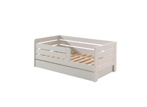 5420070237192 - Juniorbett mit Liegefläche 70 x 140 cm Umrandung mit waagerechten Paneelen inklusive Bettschublade Ausf MDF weiß lackiert