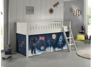 5420070240826 - Spielbett SCOTT LF 90 x 200 cm mit Rolllattenrost Leiter und Textilset Space Shuttle weiß lack