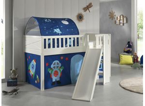 5420070240932 - Spielbett SCOTT LF 90 x 200 cm mit Rolllattenrost Rutsche Leiter und Textilset Vorhang und Tunne