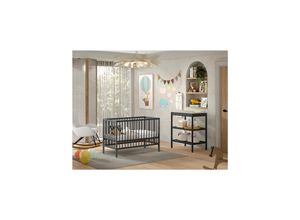 5420070243445 - DINO Baby Set best aus Babybett und Wickelregal Buche massiv - versch Ausführungen - Anthrazit