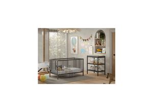 5420070243476 - DINO Baby- Junior Set best aus Baby Juniorbett und Wickelregal Buche massiv - versch Ausführungen - Anthrazit