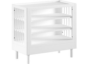 5420070245012 - Mehrzweckregal VIPACK hochwertig und stabil gebaut seitlich Sprossen Buche massiv lackiert weiß (buche massiv weiß lackiert) B100cm H95cm T55cm Massivholz Regale mit 3 geräumigen Fächern oben Ablage mit Umrandung