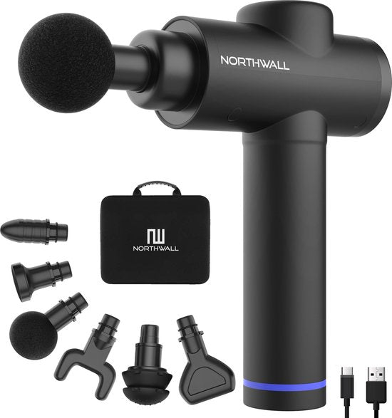 5430000668811 - Massage Gun Professional Prime - Massagepistole mit Koffer und 6 Aufsätzen - Leistungsstarkes und kabelloses Sport- und Entspannungsmassagegerät