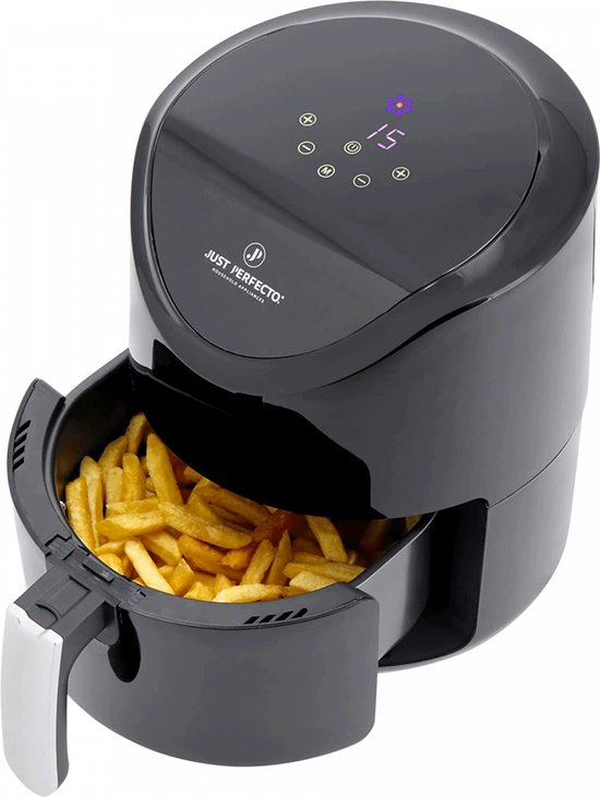 5430003244135 - Just Perfecto Airfryer XL 35L - 1200W - Mit Touchscreen & LED Display - Heißluftfritteuse mit Grillplatte - Ölfreie Luftfritteuse - Braten Grillen Backen Rösten und Frittieren - 7 Programme - Spülmaschinenfest