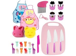 5441600269070 - Coocheer - Küchenmesser für Kinder 25-teiliges Kinder-Sicherheitsmesser Plastikmesser Sicherheitsholzmesser Messersets zum Schneiden und Kochen
