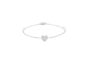 5600803401070 - Armkette UNIKE JEWELLERY MEANINGFUL HEART HERZ UKPU12040036 Armbänder Gr Silber 925 (Sterlingsilber)-Perlen weiß (silberfarben kristallweiß weiß kristallweiß) Damen Perlenarmbänder mit Zirkonia (synth) - Perle