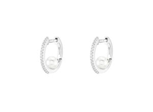 5600803401858 - Paar Creolen UNIKE JEWELLERY HOOP GLOW PEARLS SIMPLE UKAR12040029 Ohrringe Gr Silber 925 (Sterlingsilber)-Perlen silberfarben (silberfarben kristallweiß kristallweiß) Damen Creolen mit Zirkonia (synth) - Perle