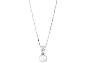 5600803402176 - Kette mit Anhänger UNIKE JEWELLERY CLASSY SIMPLE PEARL UKCL12020018 Halsketten Gr Silber 925 (Sterlingsilber)-Perlen Länge 47 cm silberfarben (silberfarben kristallweiß) Damen Ketten mit Anhänger Zirkonia (synth) - Perle