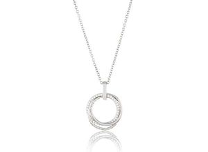 5600803402190 - Kette mit Anhänger UNIKE JEWELLERY CLASSY SHINNY KREISE VERSCHLUNGEN UKCL12040032 Halsketten Gr Silber 925 (Sterlingsilber) Länge 47 cm silberfarben (silberfarben kristallweiß) Damen Ketten mit Anhänger Zirkonia (synth)