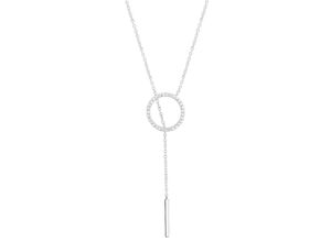 5600803402213 - Y-Kette UNIKE JEWELLERY GLOW CIRCLE & LINE KREIS RUND STÄBCHEN UKCL12040156 Halsketten Gr Silber 925 (Sterlingsilber) Länge 47 cm silberfarben (silberfarben kristallweiß kristallweiß) Damen Brautschmuck