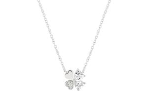 5600803402312 - Kette mit Anhänger UNIKE JEWELLERY CLASSY MEANINGFUL CLOVER KLEEBLATT UKCL12040228 Halsketten Gr Silber 925 (Sterlingsilber) Länge 47 cm silberfarben (silberfarben kristallweiß) Damen Ketten mit Anhänger Zirkonia (synth)