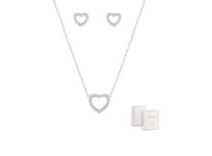 5600803402527 - Schmuckset UNIKE JEWELLERY CLASSY SHINNY UKPK12020002 Schmuck-Sets silberfarben (silberfarben kristallweiß) Damen Brautschmuck mit Zirkonia (synth)