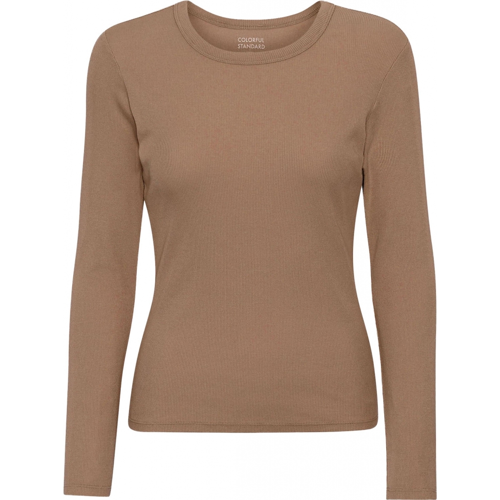 5602991040949 - Geripptes T-Shirt langarm Frau Organic sahara camel