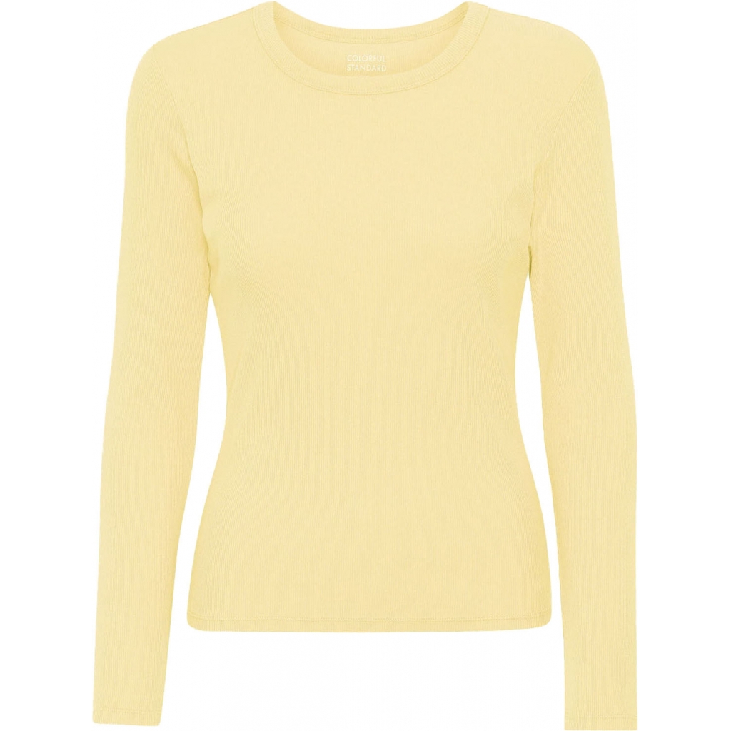 5602991041199 - Geripptes T-Shirt langarm Frau Organic soft yellow