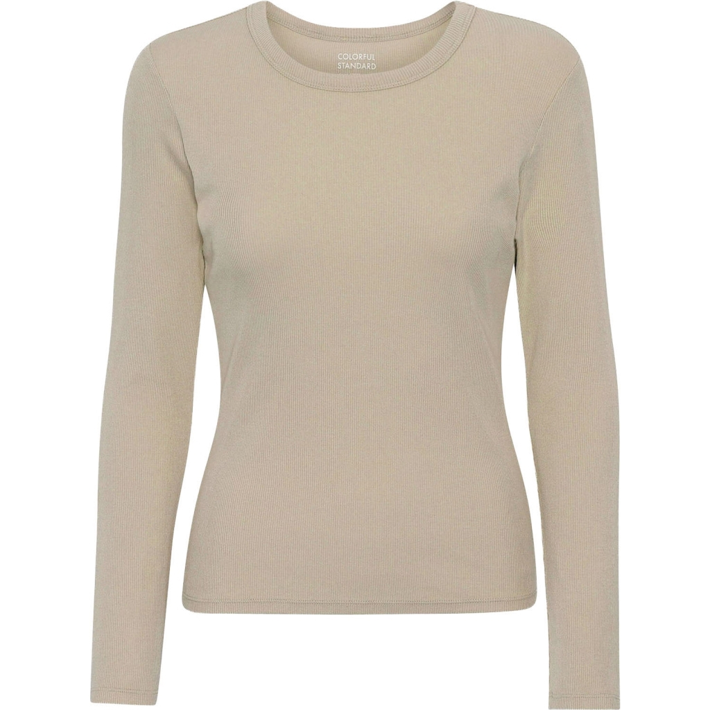 5602991067939 - Geripptes T-Shirt langarm Frau Organic oyster grey