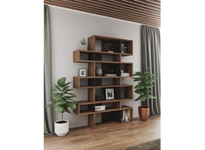 5603449314780 - Regal TEMAHOME London Regale Gr B H T 156 cm x 220 cm x 34 cm braun (walnussfarben) Bücherregal Raumteiler-Regal Standregal Standregale Regale in vielen Farbvarianten und Höhen mit dekorativer Rahmenoptik