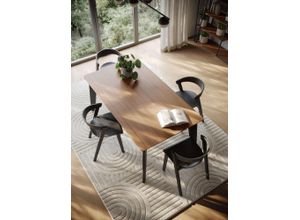5603449614750 - Esstisch TEMAHOME Shadow eleganter Designer-Wohnzimmertisch ausziehbar braun (nussbaumfurnier schwarz schwarz) B180cm H75cm T100cm MDF Massivholz Tische mit integrierter Auszugsplatte Breite von 180cm bis zu 240cm
