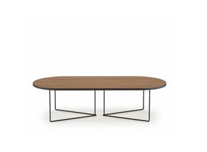 5603449629709 - Temahome - Couchtisch oval - Walnuss und schwarzes Metall