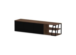 5603449639876 - TV-Bank TEMAHOME Albi TV Tisch Lowboard TV-Schrank TV-Board schwarz (nussbaum metall schwarz) B190cm H45cm T45cm Furnier Spanplatte Wabenplatte Sideboards Großzügiger Stauraum mit Türen und offenen Fächern