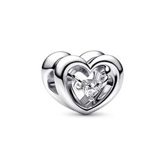 5700303023021 - Charm - Strahlendes Herz & Schwebender Stein - in Silber 925 silber