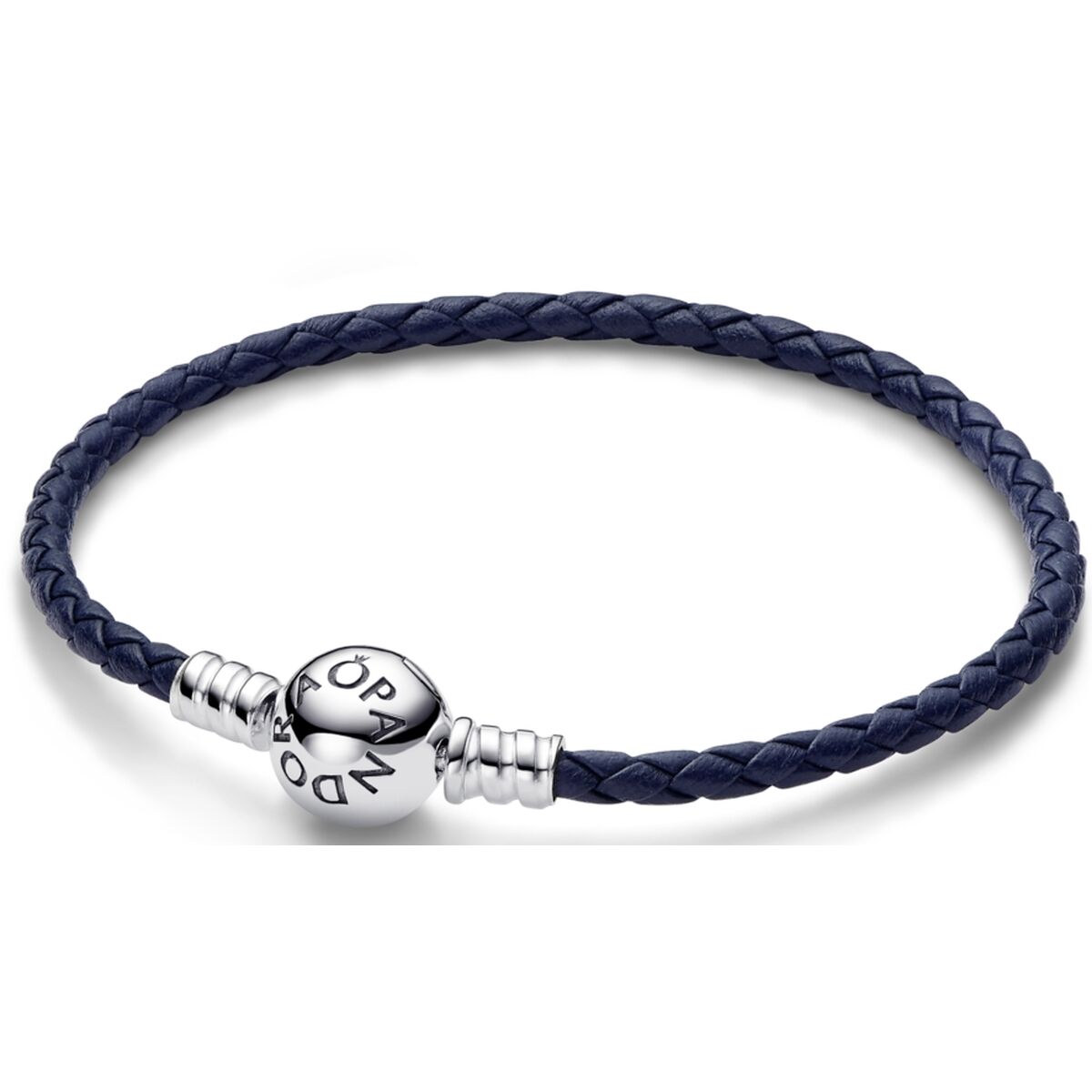 5700303057934 - Damenarmreif ROUND CLASP BLUE BRAIDED LEATHER BRACELET