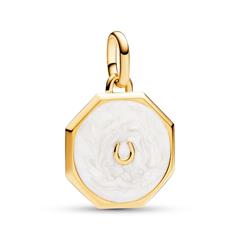 5700303084107 - Glückshufeisen Medaillon für Damen mit Emaille IP Gold