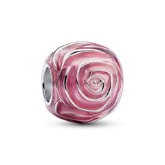 5700303113562 - Pink Rose in Bloom Charm aus 925er Silber Emaille