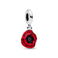 5700303193403 - Charm-Anhänger Rote Blume Sterlingsilber Emaille
