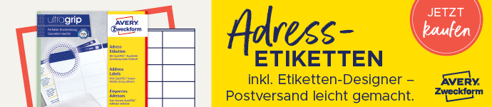 5701044461080 - AVERY Zweckform Abziehhilfe QuickPEELultragrip Versandetiketten L7168-100 Selbsthaftend DIN A4 Weiß 1996 x 1435 mm 100 Blatt à 2 Etiketten
