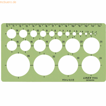 5701221102126 - Kreis-Schablone 118S 1-35mm 22 Kreise grün