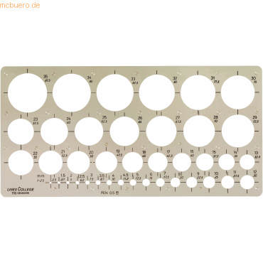 5701221107398 - 10 x Kreis-Schablone COLL116 1-35mm 39 Kreise getönt