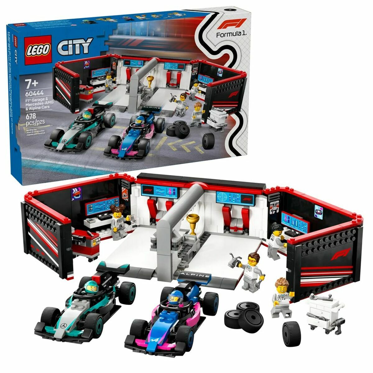 5702017812502 - 60444 City F1 Garage mit Mercedes-AMG & Alpine Rennautos Konstruktionsspielzeug