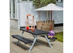 5703393187666 - Picknicktisch Kinder Alpha Stahl-Holz 177 x 118 x 57 cm schwarz