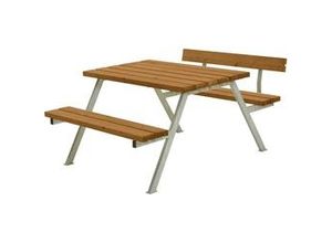 5703393732231 - Picknicktisch Alpha Stahl-Holz 118 x 173 x 73 cm teak mit Rückenlehne