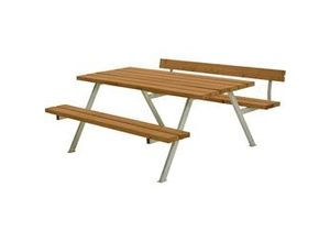 5703393732248 - Picknicktisch Alpha Stahl-Holz 177 x 173 x 73 cm teak mit Rückenlehne