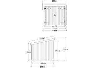 5703393737601 - Fahrradunterstand Nordic 213 x 208 cm natur mit Doppelttür