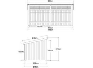 5703393737793 - Gartenhaus Nordic Multi 416 x 208 cm natur offen mit Dachpappe