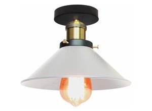 5704142138939 - Vintage Industrielle Deckenlampe Schlafzimmer Wohnzimmer Küche E27 Deckenleuchte Eisenkunst 220mm - Weiß