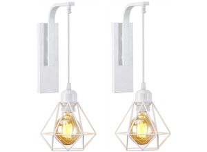 5704142141717 - Wottes - 2Pcs Wandleuchte Eisenkunst Modern Diamantkäfig Wandlampe Schlafzimmer Wohnzimmer Küche