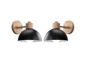 5704142142509 - 2Pcs Innen Wandleuchten E27 Retro Industrielle Wandlampe Holz Wandleuchten Schlafzimmer Wohnzimmer Korridor Schwarz