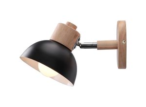 5704142142578 - Wottes - E27 Retro Innen Wandleuchte Schlafzimmer Wohnzimmer Korridor Metall Holz Wandlampe Ø15CM