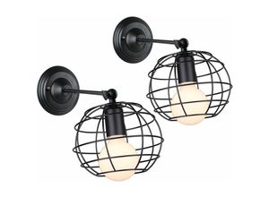 5704142145272 - Wottes - 2Pcs Retro Industrielle Innen Wandleuchte E27 Dekoration Metall Wandlampe Wohnzimmer Schlafzimmer