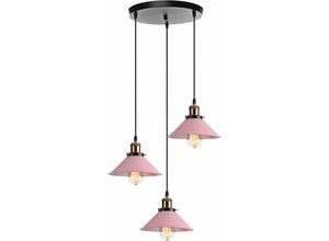 5704142145845 - Wottes - Retro Pendelleuchte Edison Hängeleuchte Lampenschirm Rosa Kronleuchter für Küche Esszimmer Café Bar Club