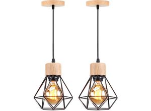 5704142145920 - Wottes - Retro Industrielle Pendelleuchte Geometrischem Käfig Design Hängelampe Lampenschirm für Esstisch Küche 2 Stücke