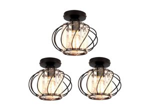 5704142150191 - Wottes - Moderne Deckenleuchte Semi Flush Mount Deckenlampe Kristall Metall Pendelleuchte für Flur Eingang Küche Schwarz 3 Stücke