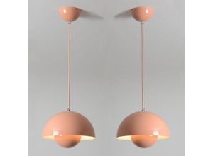 5704142151617 - Wottes - Modern Pendelleuchte Kreative Metall Hängeleuchte Lampenschirm Höhenverstellbare Kronleuchter 2 Stück Rosa