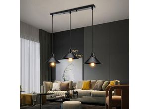 5704142152225 - Wottes - Vintage Industrial Pendelleuchte Schwarz Hängelampe Metall Deckenleuchte für Küche Schlafzimmer Esszimmer